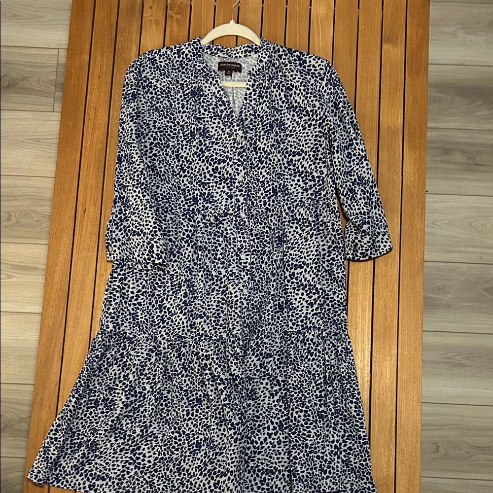 Johnston & Murphy Navy and White Long Sleeve Dress